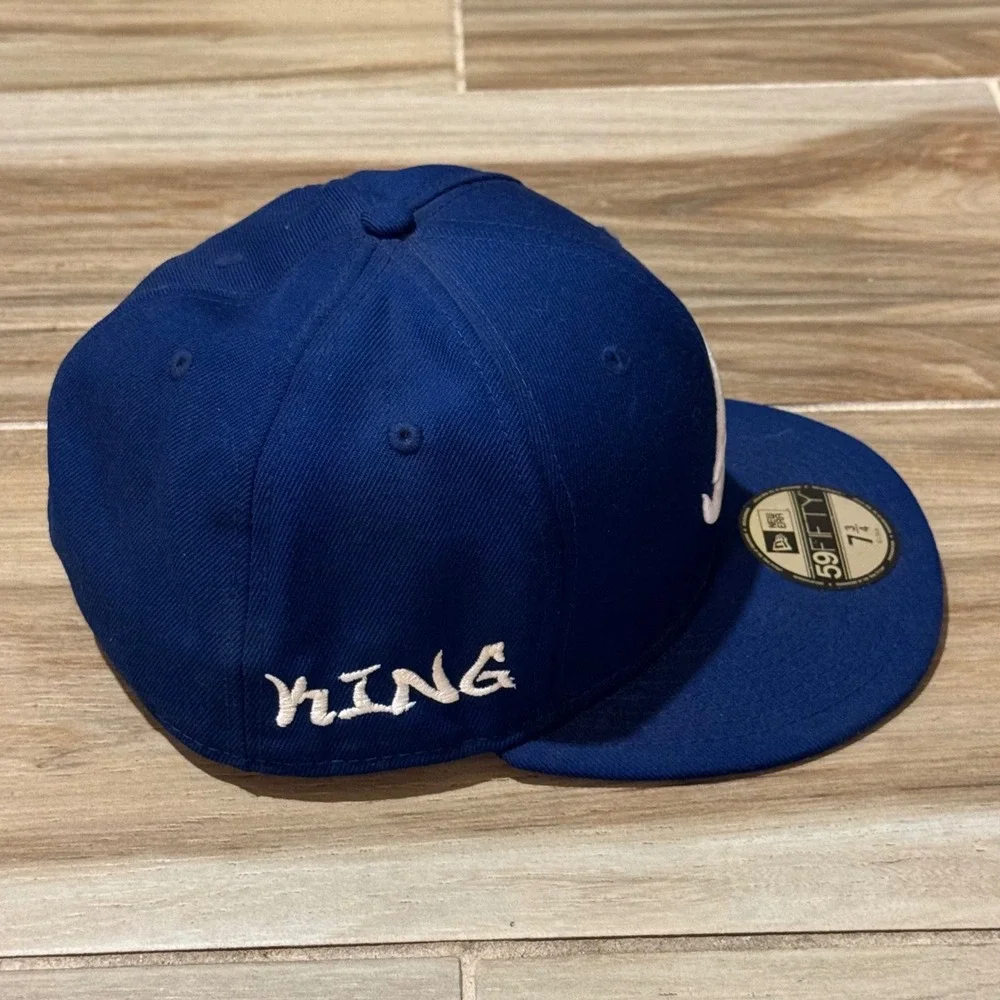 New Era 59FIFTY Atlanta Braves Fitted Hat Blue Wool King Side Patch 7 3/4 MLB